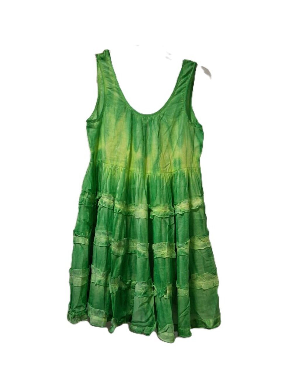 Anthropologie RAGA 100% Cotton Lime Green Tiered Mini Dress Sz S NWT